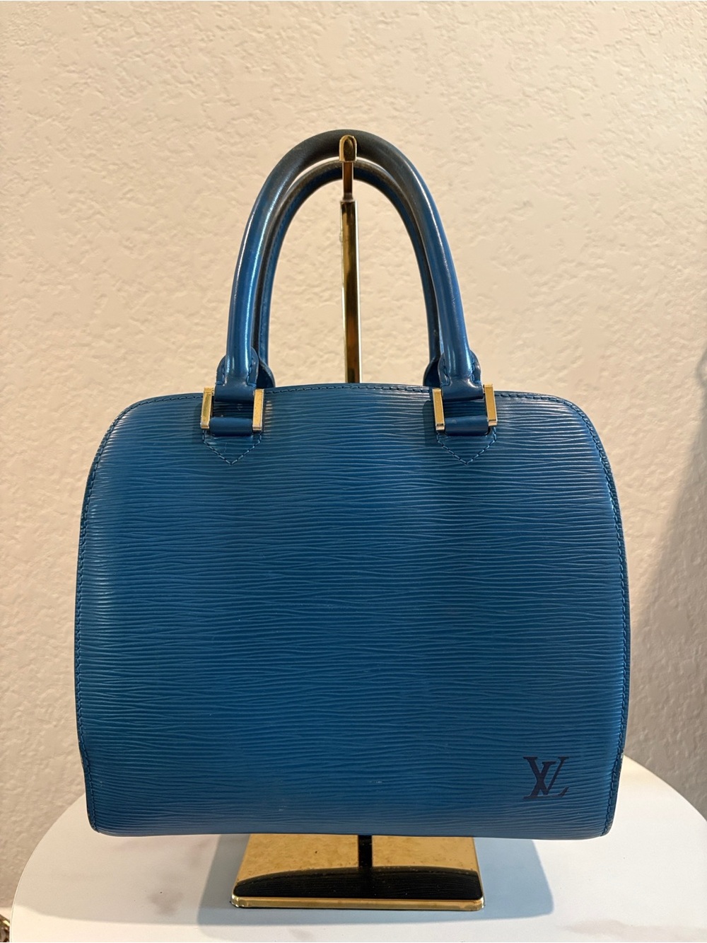 Louis Vuitton Blue Epi Leather Pont Neuf Satchel Handbag